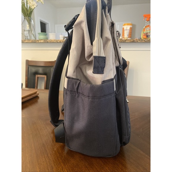 BabbleRoo Diaper Bag Backpack Grey/Blue w/Pacifier case/Changing Pad NEW - Picture 2 of 16